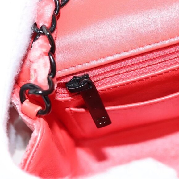 CHANEL Matelasse Chain Shoulder Bag Velor Pink CC Auth BD244V - Picture 13 of 16